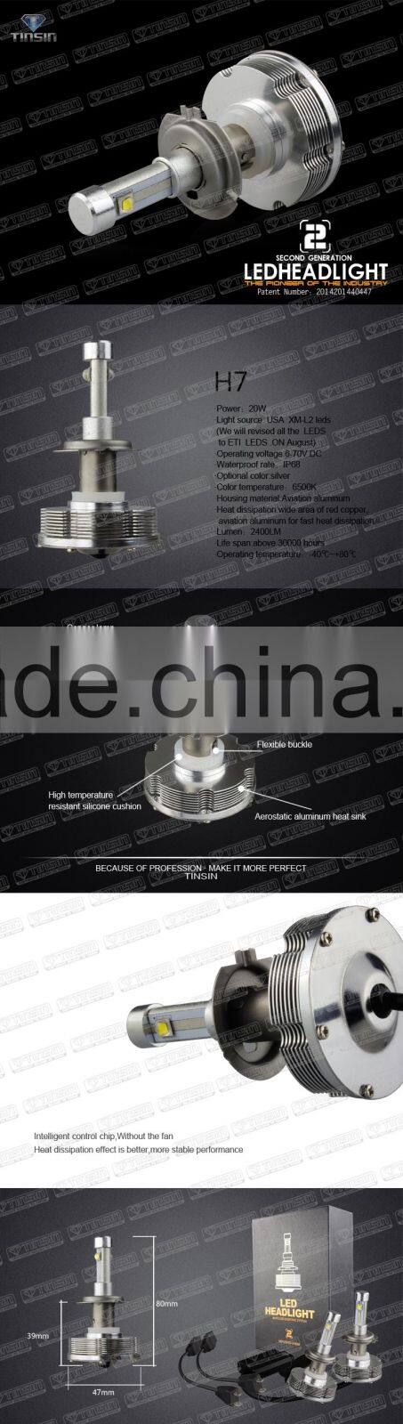 Car Parts 20W 2400lm H7 Led Auto Headlight