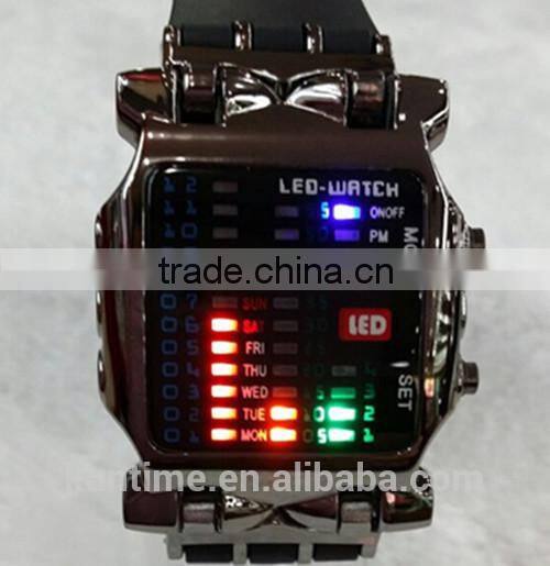 2014 Elegant Men's LED Lattice Display Black Rubber Band Wrist Watch