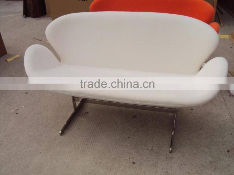 replica classic fiberglass material fabric/genuine leather double position/2 seater swan sofa desined by Arne Jacobsen