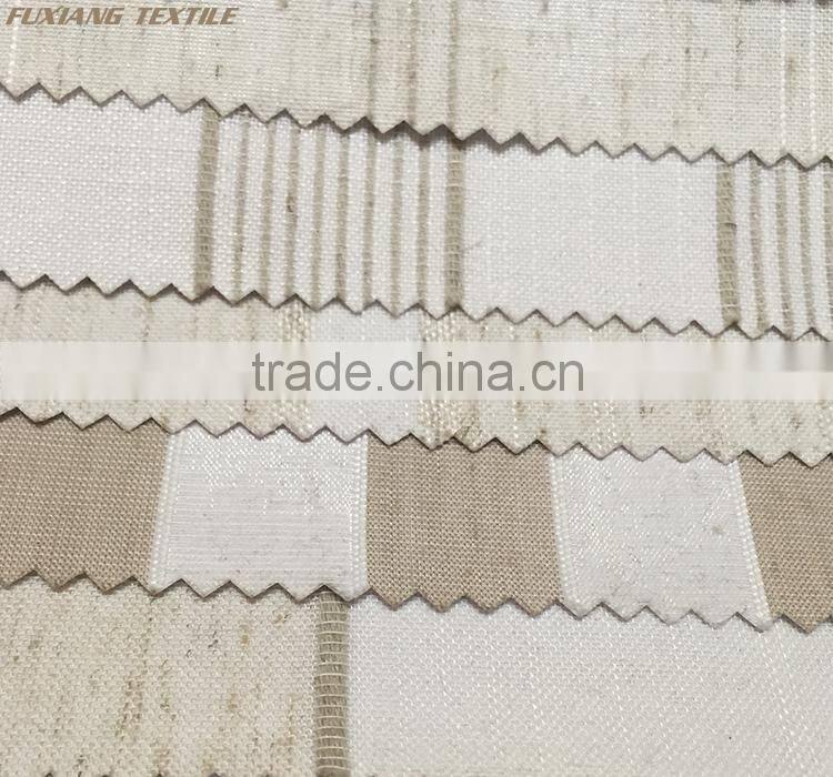 100% Polyester faxu linen stripe window curtain fabric