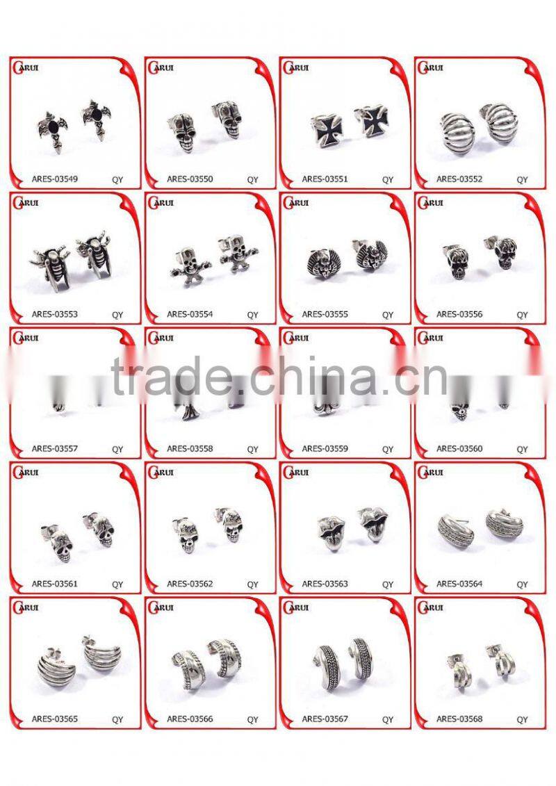 Best Selling Jewelry Stainless Steel Mens Punk skull Earrings