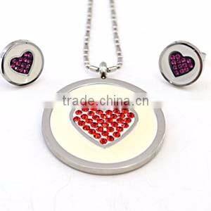 Stainless steel girlfriend heart pendant necklace earring red heart jewelry