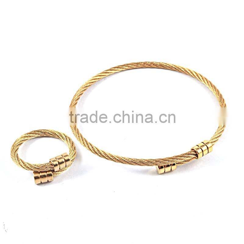 jewelry wholesale china rings wire bangle bracelet stainless steel set jewelry