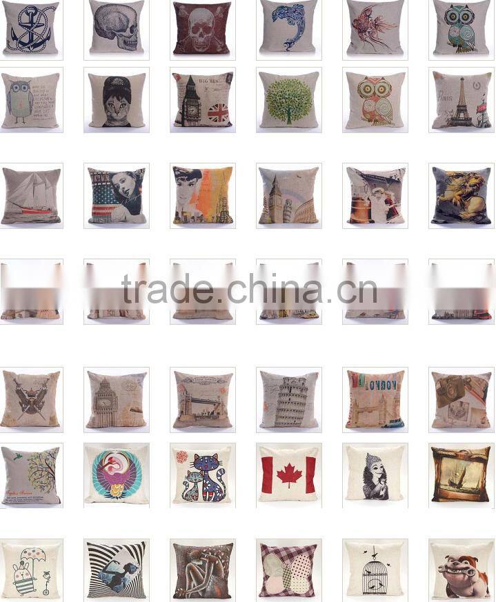 Soft Linen Cotton material Pillow case for car sofa home decor customized cushion cover case skull printed