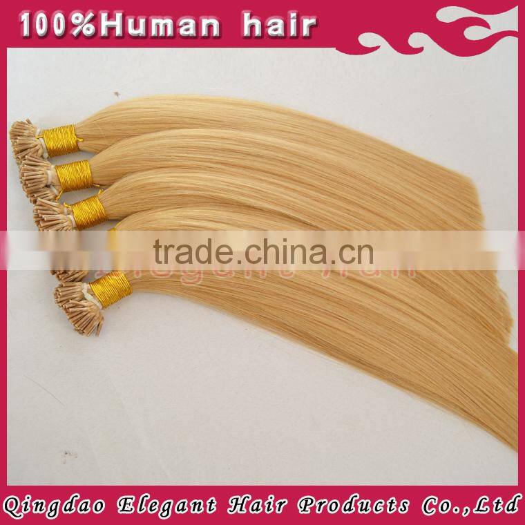 Double drawn blonde straight hair 2015 best selling keratin fusion tip 100% remy human hair extension