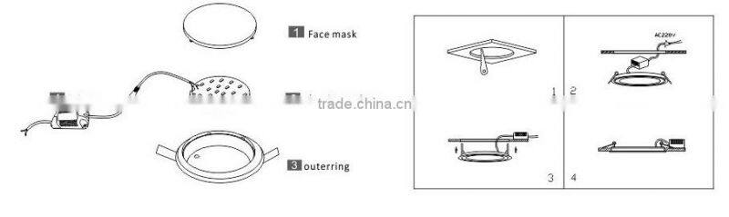 Manufacturer Fancy Round Square recessed led office panel lighting 6W-24W