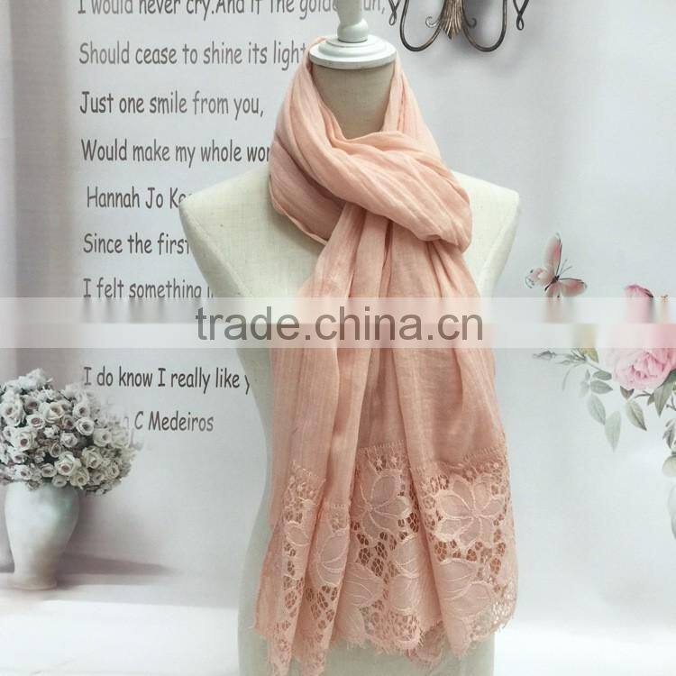 New Arrival Beautiful Lace Joint Large Long Cotton Lace Scarf Women