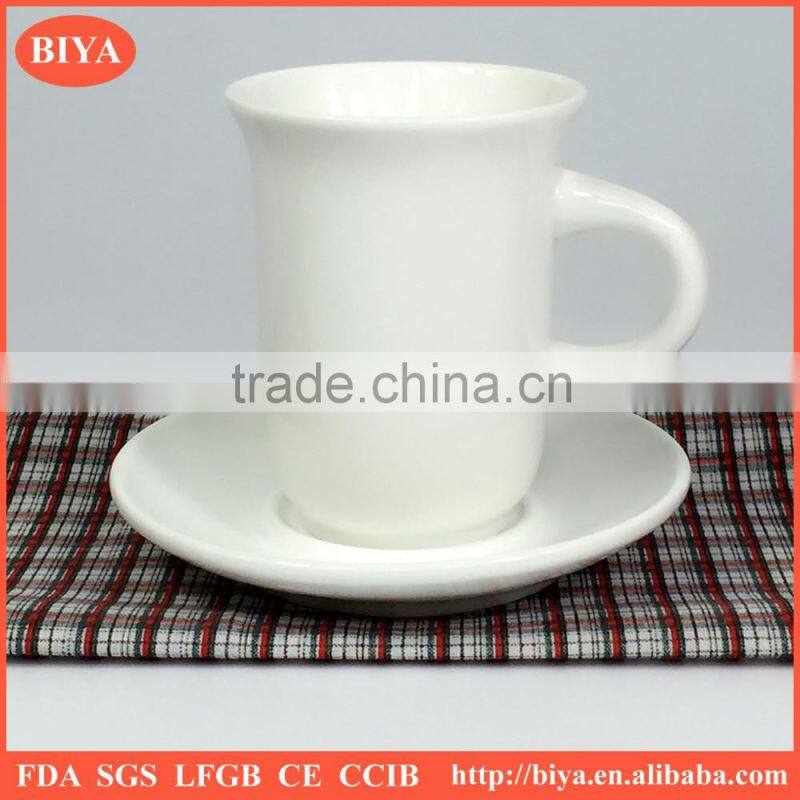 arabic coffee cup set white porcelain ceramic wine and tea cup and saucer with finger buckle handle