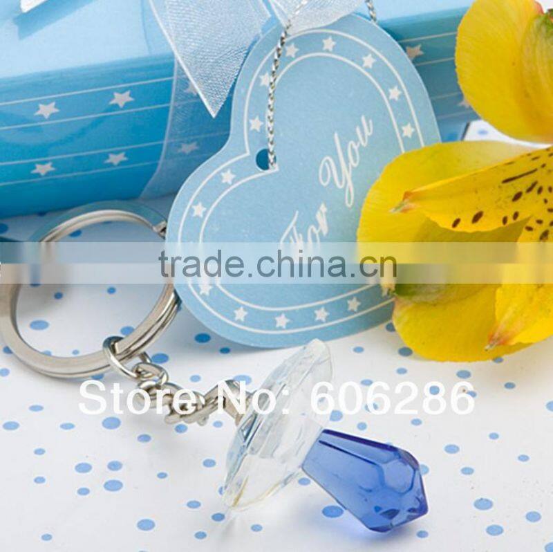 wedding door gifts for guests of Choice Crystal blue pacifier key chains