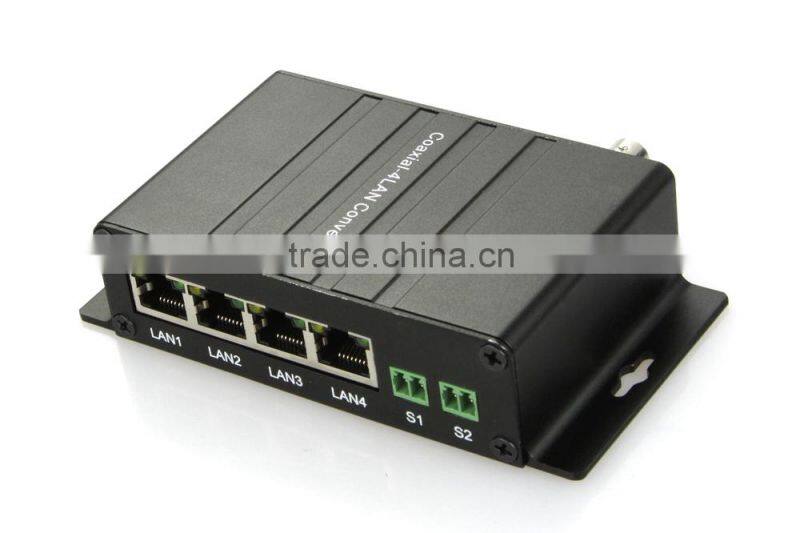 High quality 1C4E EoC Converter with 1 BNC Port and 4x Ethernet Ports