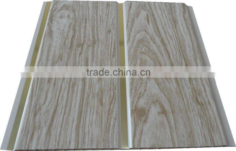 10'' width new style trinidad Plastic ceiling sheet, SMOOTH surface,brown color with gold strip F055