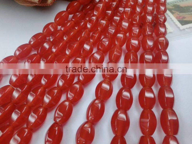 Natural Red Carnelian Beads Gemstones Red Agate Faceted Rice Beads 8*12mm