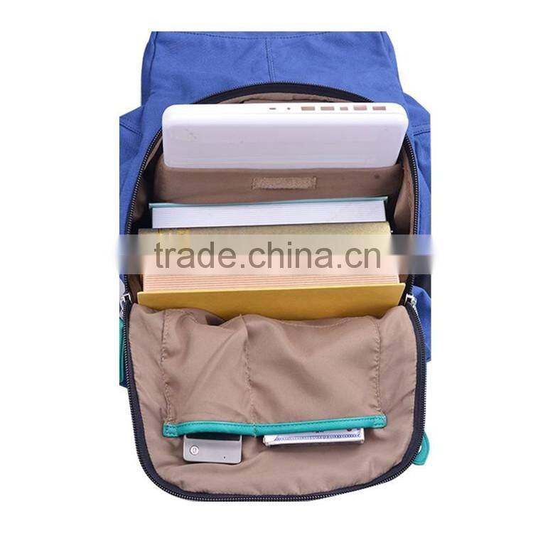 fashion korean style huge volume waterproof younger blue canvas backpacks