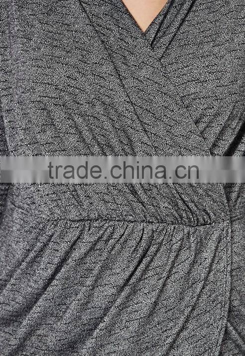 Best selling girls wholesale plus size jersey wrap dress grey marl