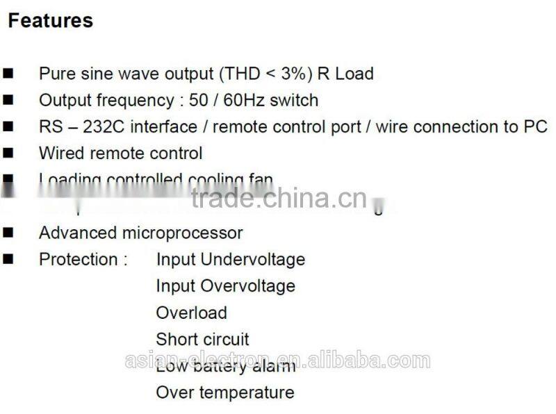 1000W power inverter with 100~120VAC or 200~240VAC output CE LVD FCC Class B
