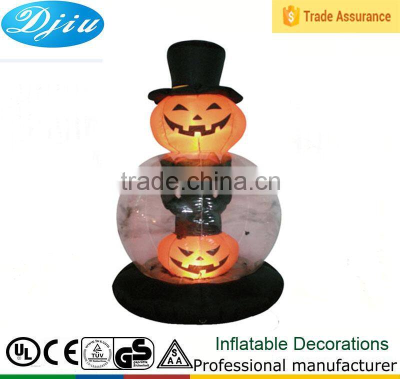DJ-200 2015 hot Halloween 6ft double pumpkin design led light inflatable decoration
