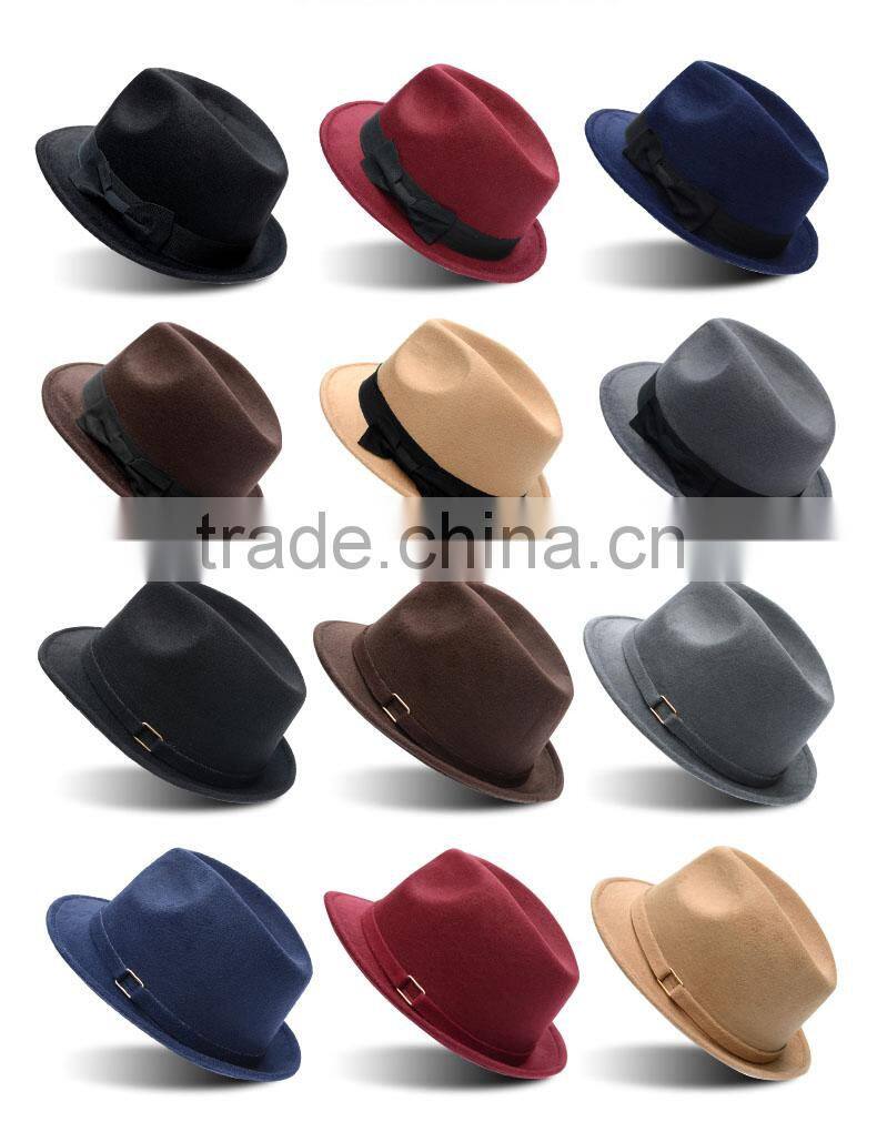 Women Fedora Wool Felt Hat With Large Brim