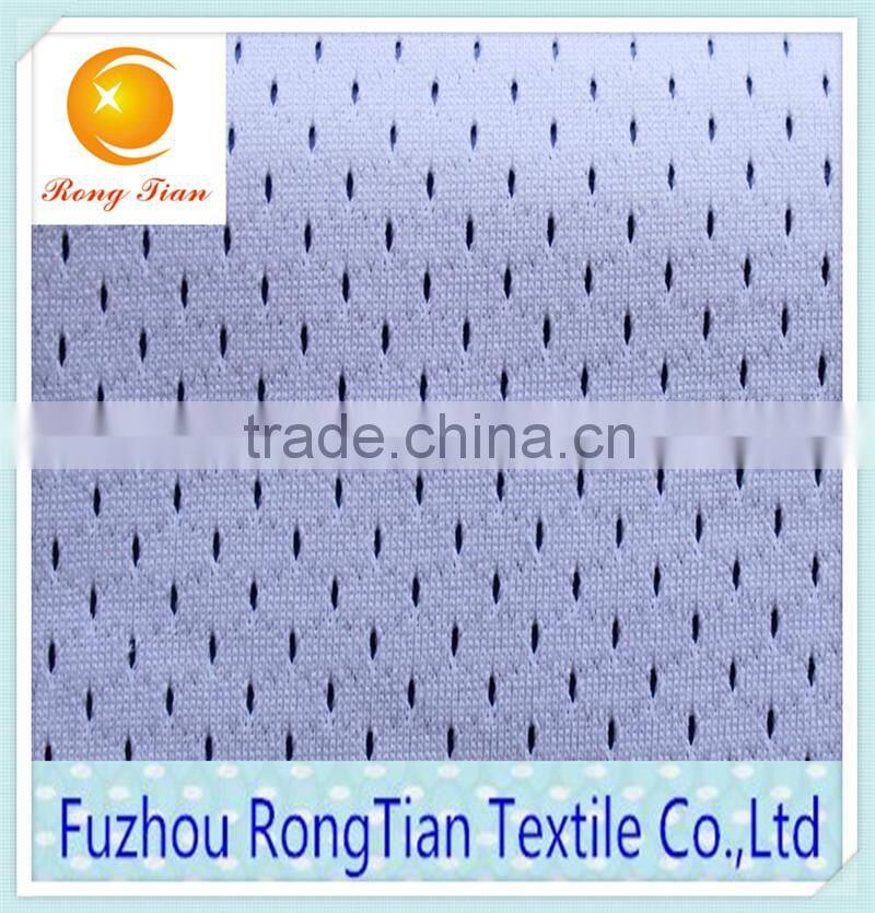 Breathable white polyester hole mesh football shirt fabric