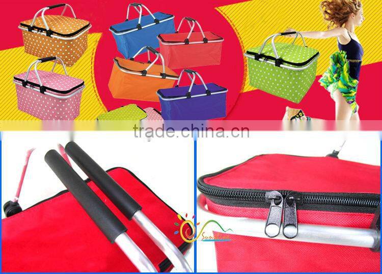 Aluminium frame collapsible 600D polyester insulated picnic basket
