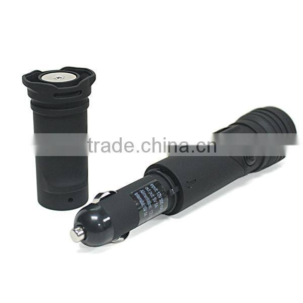 Best selling car accessories adjustable flashlight with phone charge car charger