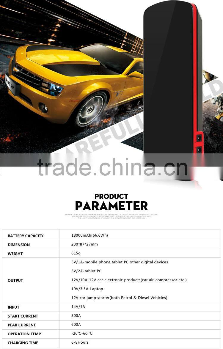 18000mAh diesel cars 10 cylinder cars 5.0L petrol diesel 12v/24v powerful mini auto jump starter lipo car battery