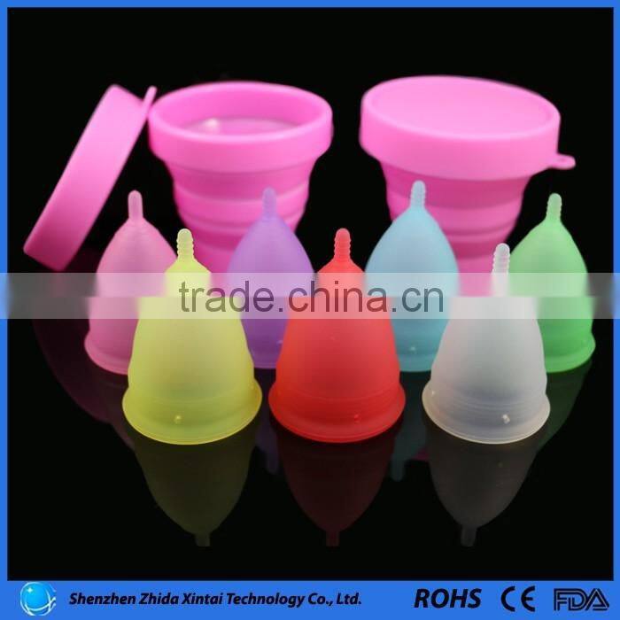 Eco-friendly 100% silicone lady period cup folding cups