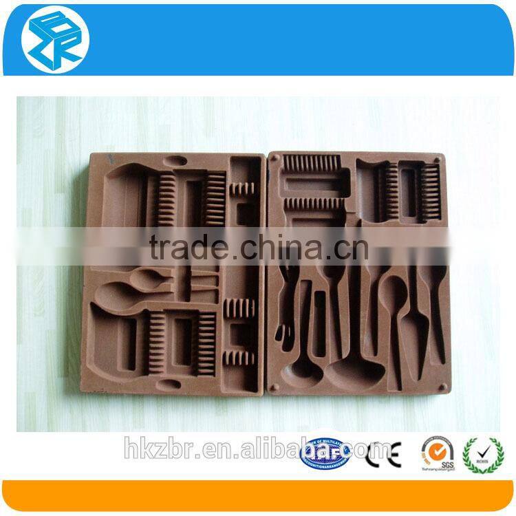 Custom transparent PVC blister flocked ps tray for cosmetic