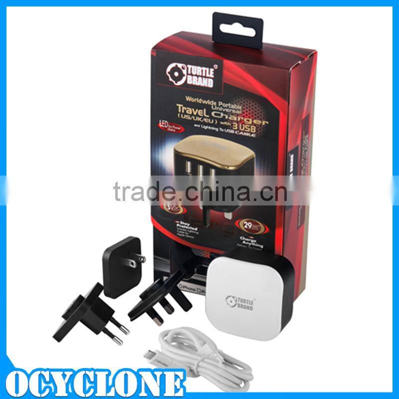 For IOS Smart Phone 3 Port USB Charger Turtle Brand White