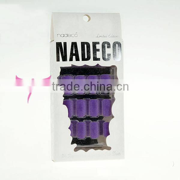 New fashion 24pcs artificial nail tips full cover velvet false nails manicure kit