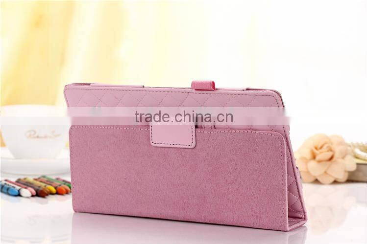 Plaid Grid Soft Skin Folio Flip Stand Leather Case For SONY Xperia Z3 Tablet Compact 8"