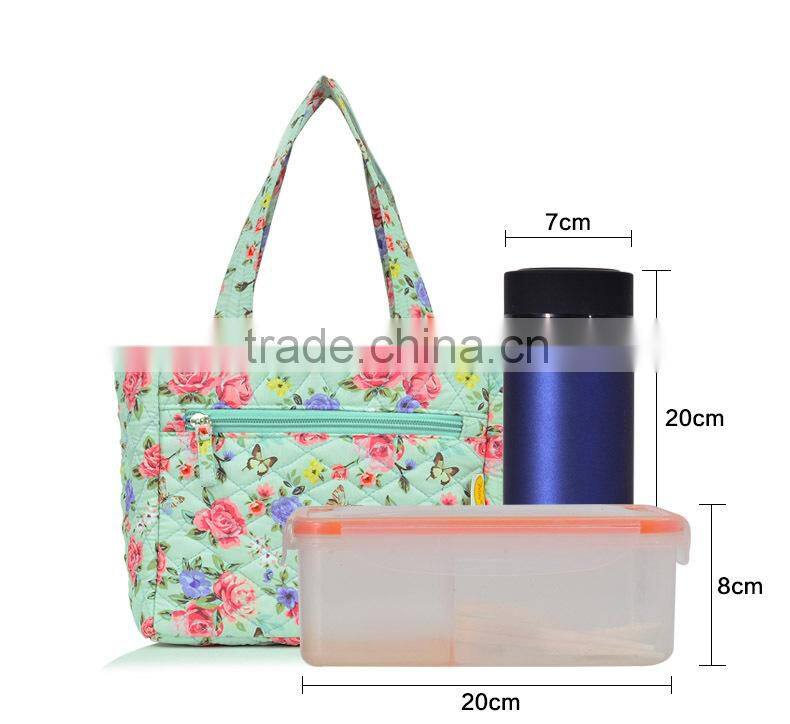 High quality waterproof polyester material fancy fashion lunch bag women