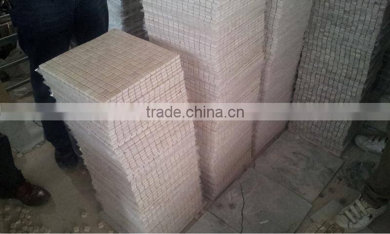 Crema marfil marble mosaic tiles on mesh