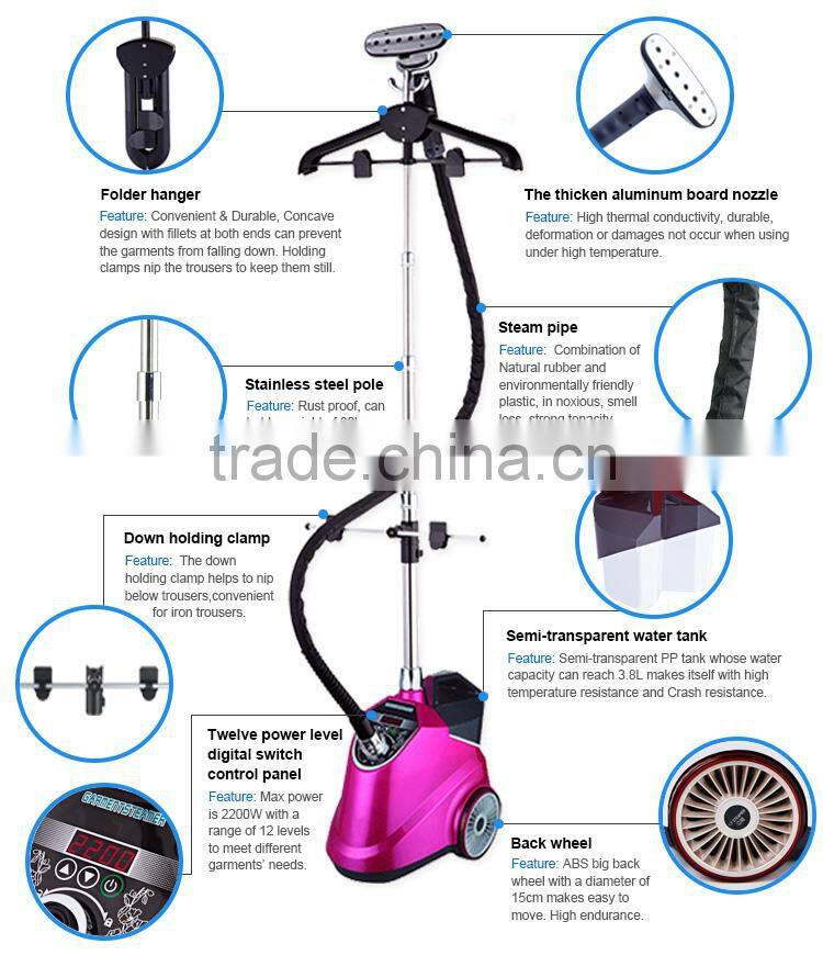S7 Fuchsia rose best sales digital control 2200W garment steamer