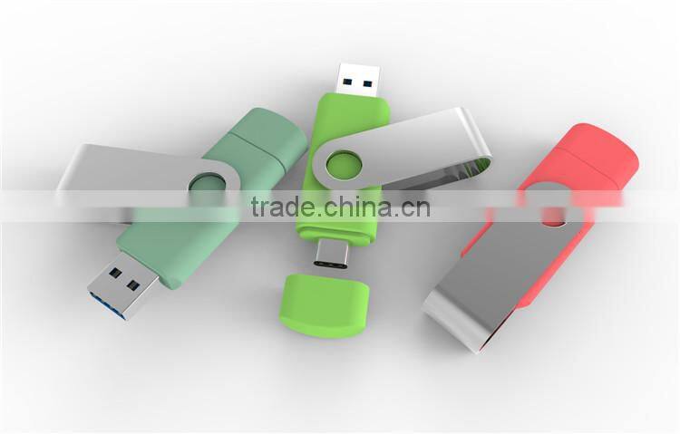 Factory price type-c swivel OTG U 3.1 flash disk for iphone free laser logo