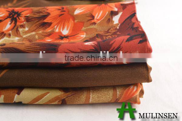 Shaoxing Textile Polyester 50D floral print satin fabric/ wholesale satin robe fabric
