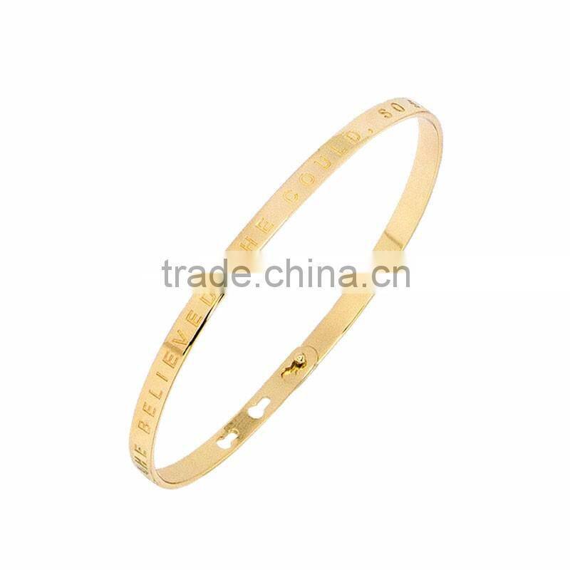 Memories Bangles with Customize Design Word 'SHE BELIEVED SHE COULD, SO SHE DID' with 4mm/7mm Width