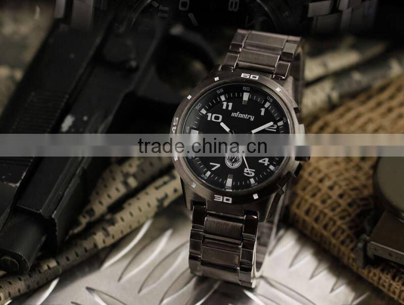 INFANTRY 2015 Men's Black Stainless Steel Cheap Military Watch