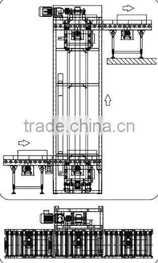 Continuous vertical lifting conveyor for box lifting