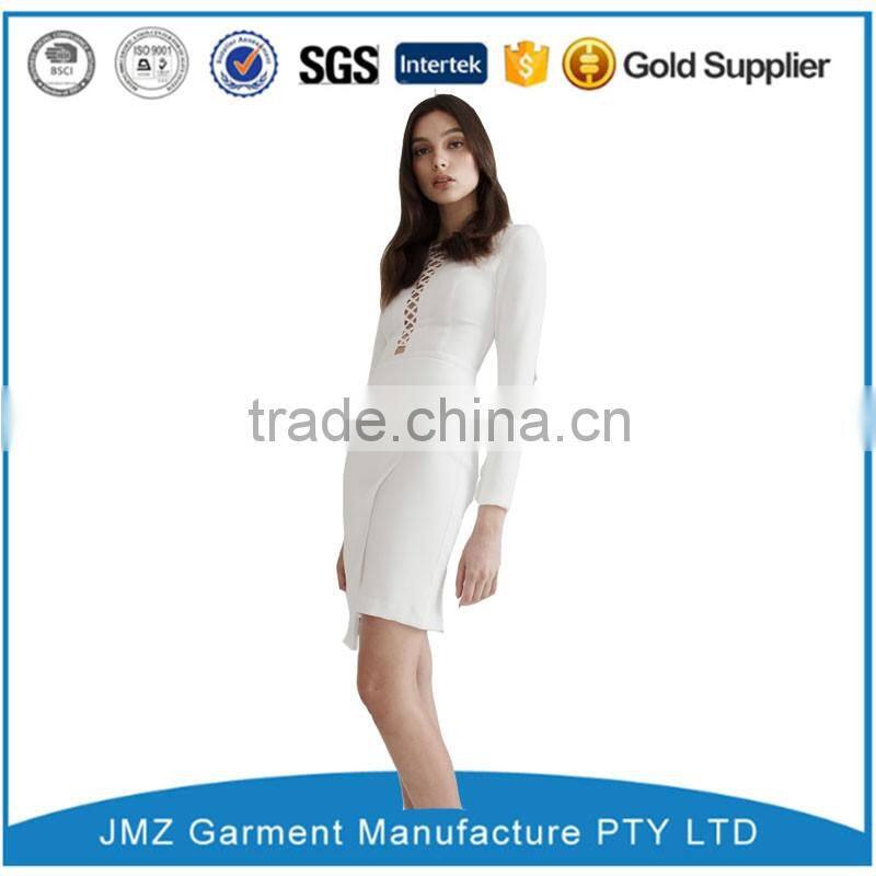 long sleeves woman bodycon sex dress with harness detail