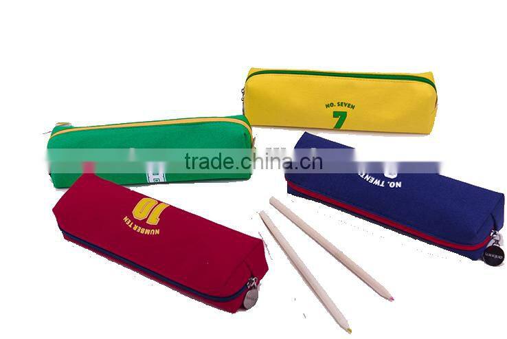 Yellow colour canvas pencil case pouch
