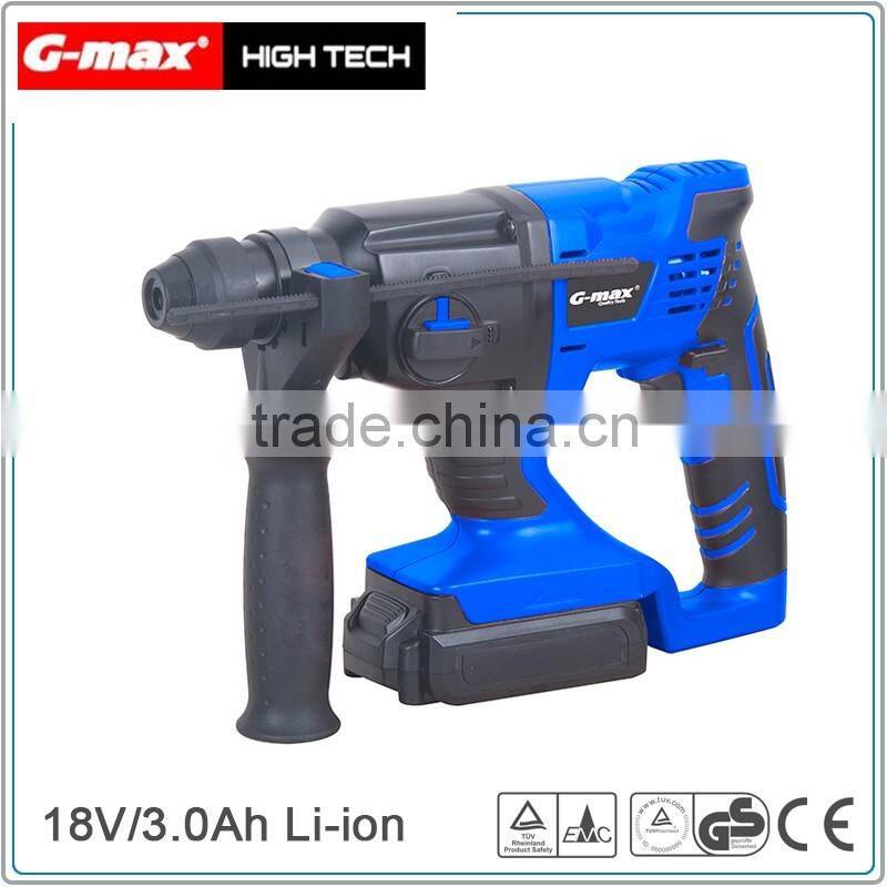G-max 2X3000mAh Li-ion Batteries 20mm 18V Cordless Rotary Hammer Drill GT13071