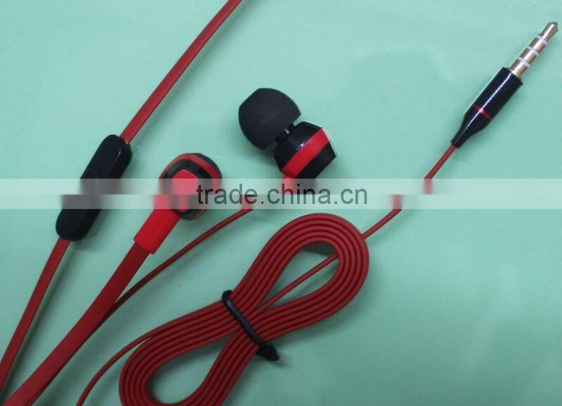 3mm flat cable mobile earphone&earbud with mic from manufacturer