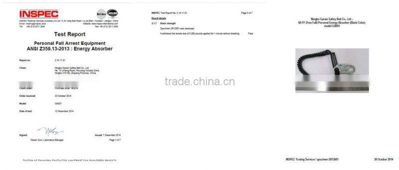 Elasticated Forked Safety Lanyard with ANSI Certificate