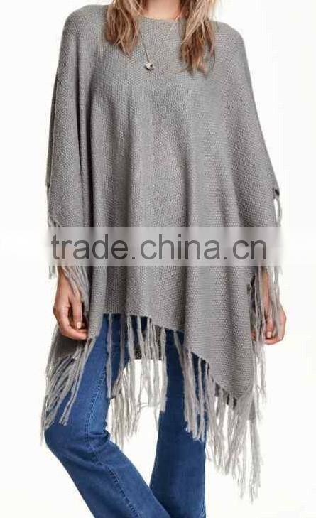 Ladies' round neck sleeveless jumper knitted sweater with hand crochet fringe high demand products in china