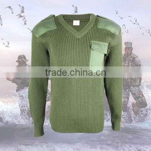 V neck army commando pullover warm durable military sweater with a pocket