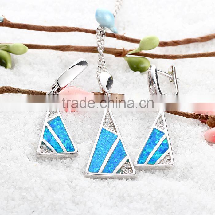 2016 Latest Design Triangle Opal 925 Silver Pendant Necklace