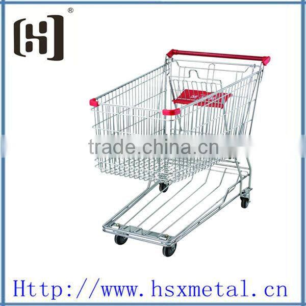 powder coat supermarket shopping trolley cart with 2 baskets HSX-S487