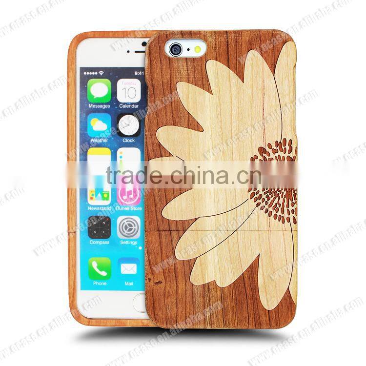 Universal Charming Engraving Durable wood phone case for Iphone 6 in two parts