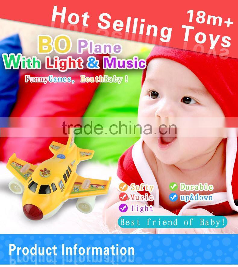 Kid promotion gift toys electric music airplane with light plastic toys for children