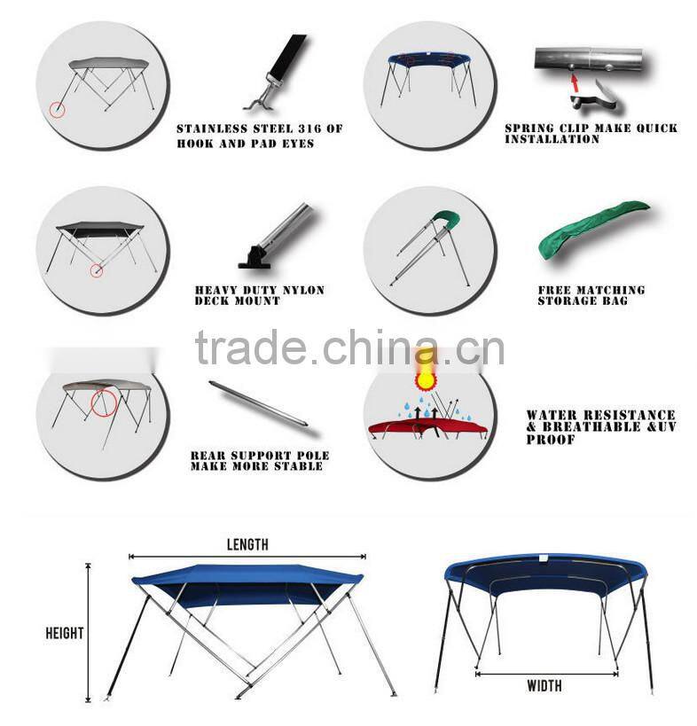 600 D no color fading fabric marine Bimini top for sale